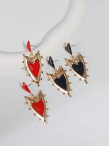 2 pares de pendientes de acero de titanio con diseño exagerado para uso diario, pendientes de acero inoxidable chapados en oro de 18k con borde de perla y forma de corazón múltiple