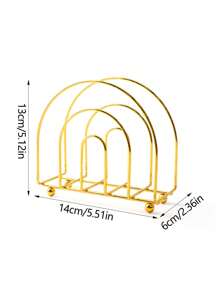 1pc Gold Iron Paper Towel Holder, Multifunctional Paper Napkin Clip For Dining Room, Restaurant, Cafe, Bar, Unique Gold Frame/Half Circle Design, Suitable For Dining Table, Coffee Table, Kitchen Counter, Tabletop Decor