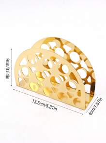 1pc Gold Hollow Semicircle/Semicircular Flower Napkin Holder, Decorative Tissue Paper Dispenser, Metal Napkin Rack For Home Use