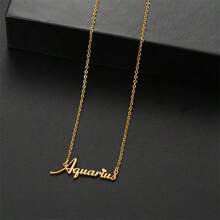1 pieza Collar con colgante de los 12 signos del zodiaco en inglés, de acero inoxidable, accesorio de joyería con capas sencillo y personalizado para mujeres