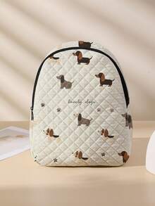 1 Pc Animal Print Checkered Backpack With Zipper Closure, Cool Bookbag For School, Outdoor Activities, Best Gift Choice School Accessories School Stuff - Multicolor - View 1