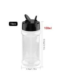 1-15件套调料罐套装，圆形调料罐，厨房烧烤调料瓶，调料架收纳盒，厨房工具，厨房配件，带倾倒/筛分盖，适用于厨房收纳、户外露营、野餐、烧烤