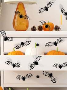 36pcs Halloween Black Bat Decoration Wall Stickers, 3d Stereo Bat Graffiti Stickers, PVC Material, Waterproof And Oil-Proof Stickers, Home Decoration Stickers, Halloween Atmosphere Decoration Supplies, Halloween Party Background Decoration Stickers, Suitable For Christmas And Halloween Carnival Parties