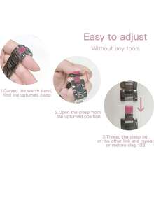 1条时尚钢表带,男女通用,兼容表带38mm、40mm、41mm、42mm、44mm、45mm、46mm、49mm,兼容Ultra/SE11/10/9/8/7/6/5/4/3/2/1系列 - 金色 - 查看 5