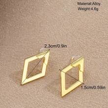 1 Pair Golden Rhombus Geometric Arrow Drop Earrings, Versatile French Style Simple Stud Earrings For Women