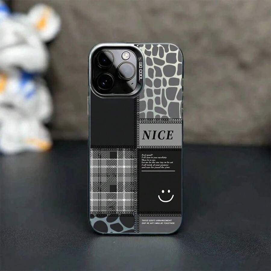 Funda de Teléfono con Patrón de Letras Creativas para iPhone 16ProMax 16Pro 16Plus 16 15ProMax 15Pro 15Plus 15 14ProMax 14Pro 14Plus 14 13ProMax 13Pro 13 12ProMax 12Pro 12 11ProMax 11Pro 11 X Xs Xr XsMax, Funda de Teléfono a Prueba de Golpes de Moda - Colores mixtos - Ver 1