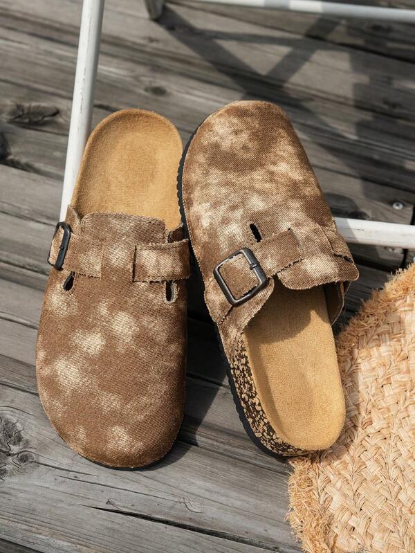 Couples Slip-On Mule Shoes, Women Fashion Soft Wood Sole Backless Flat Sandals, Casual Adjustable Design Suitable For Indoor/Outdoor/Beach Wear, Spring & Summer