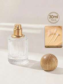 1 pieza Botella recargable de perfume de viaje de 30ml/50ml con tapa de madera de nogal/haya - Atomizador de perfume de vidrio vacío reutilizable, botella transparente con tapa de madera, dispensador de perfume portátil como regalo para hombres y mujeres (uso diario/viaje/Día de la Madre/cumpleaños/Día de San Valentín) - Multicolor - Ver 10
