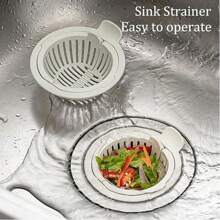 2pcs Easy Open Sink Strainer Kitchen Bathroom Drain Basket Trash Strainer Drain Hair Collector Prevent Clogged Sewer Drain Cover