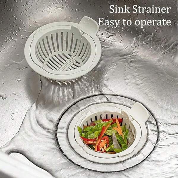 2pcs Easy Open Sink Strainer Kitchen Bathroom Drain Basket Trash Strainer Drain Hair Collector Prevent Clogged Sewer Drain Cover