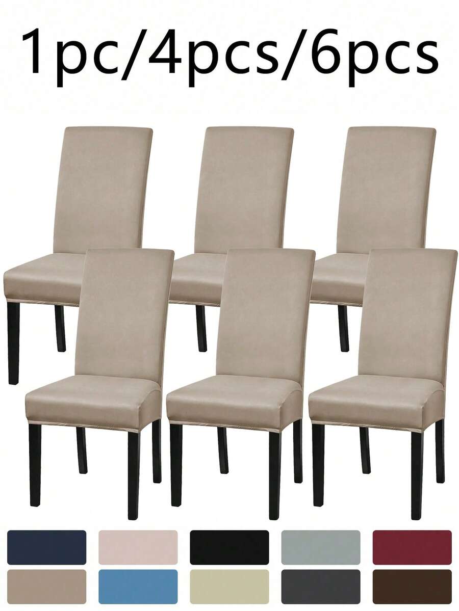 1 cái/4 cái/6 cái Vỏ bọc ghế chống tràn bằng lụa sữa, Vỏ bọc ghế đàn hồi cao chống bụi chống mèo cào, Thích hợp cho phòng ăn, phòng khách, khách sạn, sử dụng hàng ngày, Màu đen