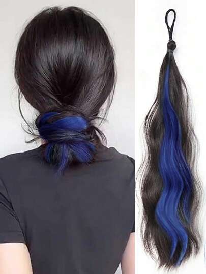 Perruques en fibres résistantes à haute température pour femmes blanches, extensions de queue de cheval noire, accessoires de cheveux frisés et ondulés polyvalents et à la mode, 18 pouces