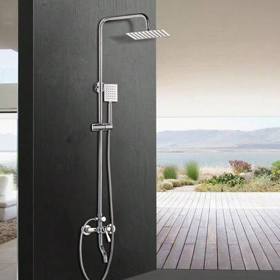 Chrome Color Bathroom Shower Set 3 Functions Wall Mounted Shower Systerm With 360 Swive Bathtub Spout Mixer Rainfall Shower Head
