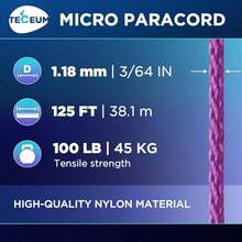 TECEUM Micro Paracord – 118 Mm X 125 Ft – Micro Utility Cord – Thin Braided Paracord Rope – Best Crafting, Projects, Fishing, Camping – Wind Chime – Survival Strong String - 紫色 - 查看 10