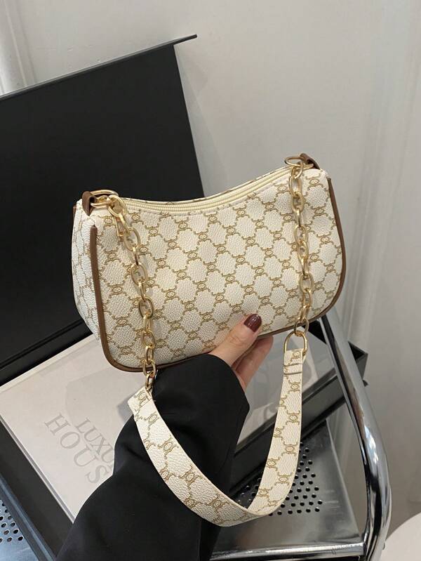 2024 Frühling/Sommer Neue Minimalistische Vielseitige PU Achseltasche, Modische Schulterkette Tasche mit hochwertiger Haptik, Handtasche