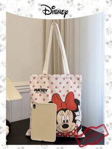 Disney 1 bolso de lona con diseño de Mickey/Winnie the Pooh/Goofy/Pluto/Minnie/Donald Duck/Daisy, bolso de hombro casual de playa, de gran capacidad y reutilizable para compras, con estampado floral para mujer, ideal para uso diario, salidas, compras o vuelta al colegio