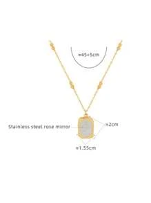 1pc Stainless Steel Vintage Etched Rose Flower Pendant Necklace With Bead Chain, Women