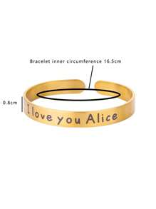 Personalisierte Armreif mit Namen für Frauen, Edelstahl Manschette Armband 18K vergoldet, personalisierter Schmuck, Handgelenk Accessoires, Unisex Alltagskleidung und Partytragen