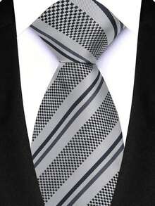 GOADAFOO Luksusowy 8CM męski krawat w kropki w kwiaty krawat dla mężczyzny pana młodego żakardowy tkany krawat na wesele biznesowe przyjęcie - Paski 4 - Zobacz 11