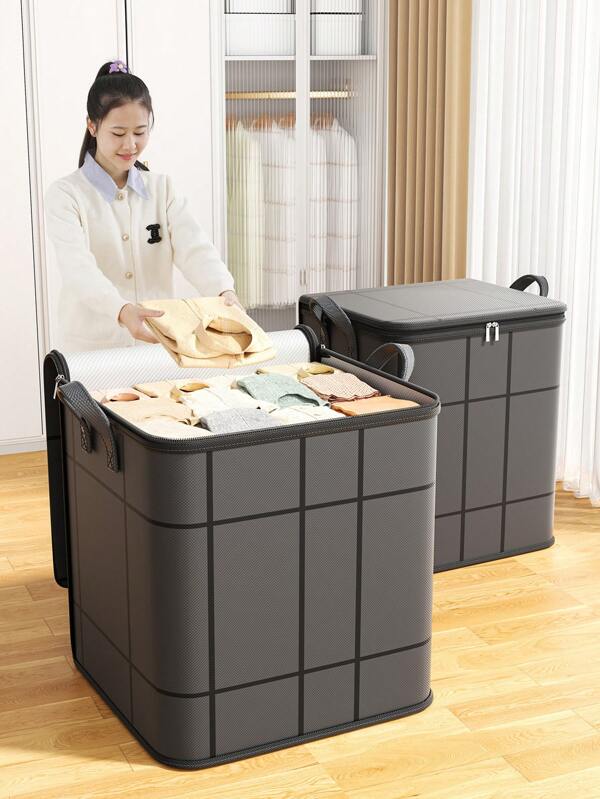 1 pezzo Borsa per conservazione indumenti di grandi dimensioni per uso domestico, borsa per conservazione pieghevole con cerniera, per articoli per la casa, coperte, indumenti, giocattoli, vari oggetti, borsa per conservazione armadio e biancheria da letto, facile da piegare, salva spazio, tessuto ottimale, robusta e durevole