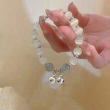 1 件水钻蝴蝶猫眼石手链、海蓝宝石、月光石、天然水晶手链、多功能配饰、女朋友礼物、蝴蝶手链、简约设计、月光石手链、学生礼物、适合返校、万圣节、圣诞节（不含卡片）