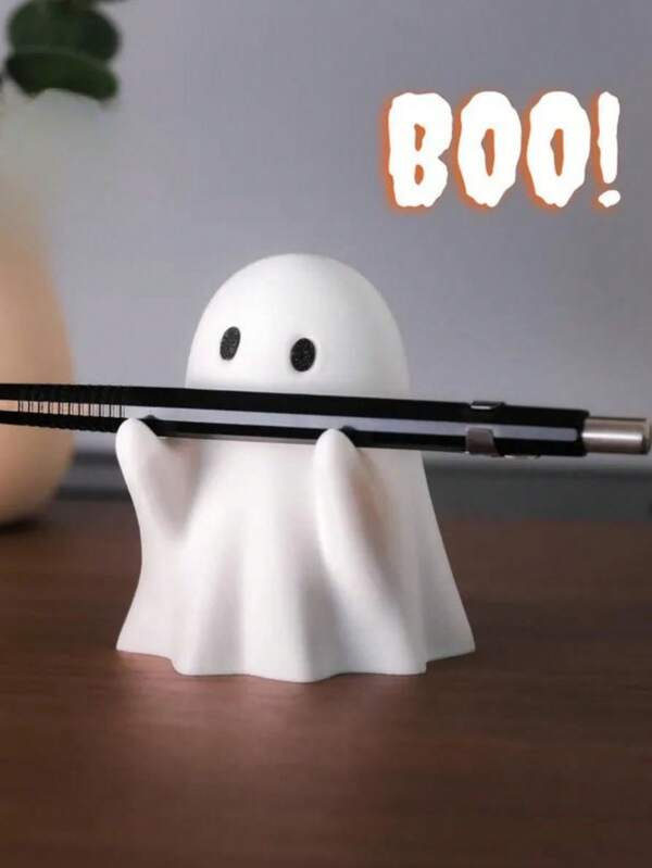 1pc Halloween Christmas Festival Ghost Cute Small Pen Holder Resin Material Office Home Decoration Ornaments Desktop Halloween Decor Fall Decor Room Decor