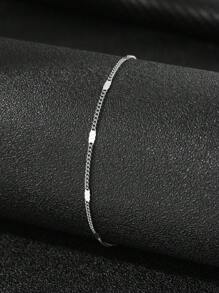 1pc Minimalist & Elegant Polished Stainless Steel Anklet, Fashion Foot Jewelry, Gift For Travel & Beach