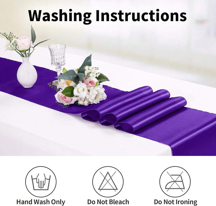 15-Pack Satin Table Runner Purple 12 X 108 Inches Long, Table Runners For Wedding, Birthday Parties, Banquets Decorations(15 Pack, 12x108 Inch, Purple) - Purple - View 1