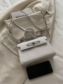 Fashionable New Solid Color Flip Metal Buckle Mini Handbag, Classic And Versatile Elegant Checkered Indentation Square Women's Shoulder Crossbody Bag, Suitable For Shopping, Wallets, Shopping, Young Women, College Students, Newcomers, And White-Collar Workers. They Are Very Suitable For Offices, Universities, Work, Business, Commuting, Outdoor Activities, Travel, And Outings