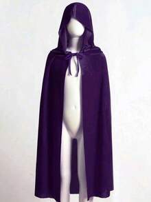 1pc/Festive Rave Party Hooded Velvet Cape Cape Performance Cosplay Costume Props,Halloween - Multicolor - View 9
