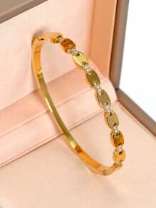 Fashionable 18K Gold Plated 316L Stainless Steel Pig Nose Four-Leaf Clover Bracelet, Suitable For Women's Daily Wear, European And American Classic Popular Style, Inlaid With Cubic , Generous And Personalized Luxury Wrist Jewelry, Wedding Jewelry Set, For Girls, Women, Moms, Relatives, Friends, Beautiful Wedding, Birthday, Mother's Day, Valentine's Day Gifts For Girlfriend