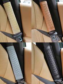 1pc/2pcs Car Shoulder Protector Leather Embroidered Soft And Comfortable Car Seat Belt Protective Cover,Car Accessories