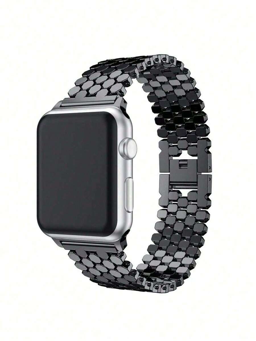 1pc Metal Dragon Scale Watch Band Strap Compatible With 38/40/41/42/44/45/46/49mm Ultra/SE/Series 10/9/8/7/6/5/4/3/2/1 - Black - View 1