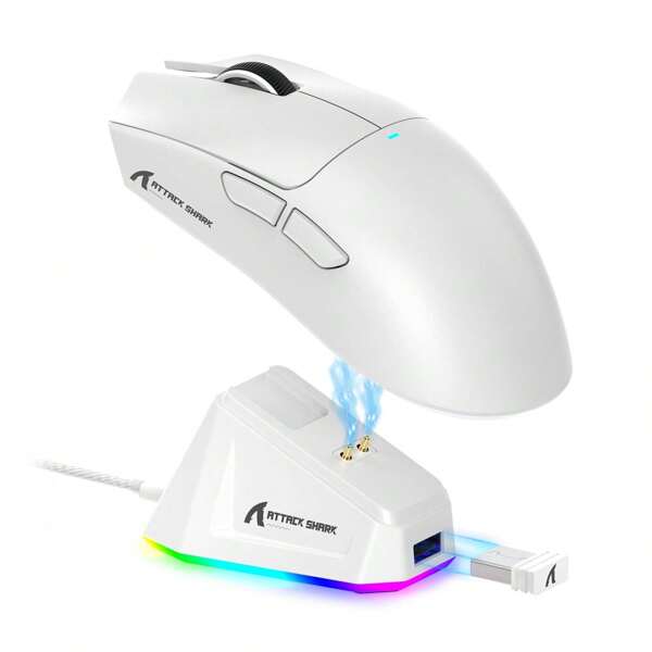 Souris de jeu sans fil ultra-légère de 59 g avec ruban antidérapant, dock de chargement RVB, capteur PixArt PAW3311, connexion sans fil BT/2,4 GHz et filaire, 22 000 PPP, 5 boutons programmables pour PC