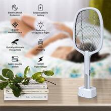 2-In-1 Electric Insect Killer, Mosquito Trap Light, Racket Mosquito Killer With Safety Net Protection Technology, Safe Touch, Portable Fly Guard, Suitable For Indoor And Outdoor Terrace Use