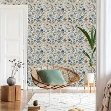 1pc Elegant Blue Floral Peel And Stick Wallpaper - Waterproof, Removable Vinyl Contact Paper With French Style Design For Bedroom, Living Room, Cabinet And Furniture Remodeling, Available In Lengths Of 44 Cm/17.32 Ft. Bedroom Wall Decor Home Decor Bedroom Decor Bathroom Decor Wall Paper Wall Stickers Kitchen Living Room Decor