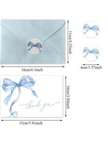 10pcs Baby Shower Thank You Cards With Envelopes & Stickers - Bow Design For Gender Reveal Party, Birthday - Thoughtful Party Supplies - Multicolor - View 11