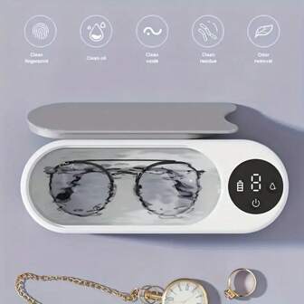 Portable USB Soundwave Cleaner, 360° Rotation, For Glasses, Watches, Jewelry, Dental Tools, Deodor