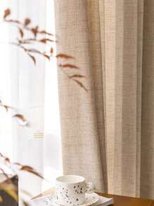 1 pieza Cortina transparente de material de lino moderno - Estilo de lino japonés, diseño de bolsillo para barra, adecuado para sala de estar y dormitorio - Cortina transparente y que filtra la luz, cortina de sala de estar, cortina de dormitorio