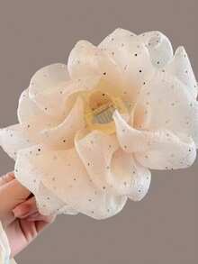 1 件星光水钻蓬松发夹，适合女性日常佩戴、时尚搭配和摄影 - 米色 - 查看 4