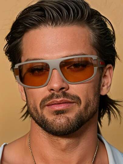 1pc Unisex Casual Classic Square Sports Glasses, Metal Hinges, & Versatile For Cycling, Outdoor, Driving, Holiday Fashion Accessories