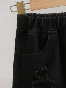 1 pieza Shorts vaqueros rotos de uso versátil para vacaciones y exteriores para niñas pre-adolescentes