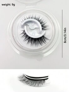 奥黛丽单对装/3对装自粘假睫毛，防水可重复使用，自然逼真，打造洋娃娃般的美睫效果，长度10-16毫米，每包3对，预涂胶设计，按压式贴合，细条假睫毛。（1对不含胶水） - 自然纖長款 - 查看 9