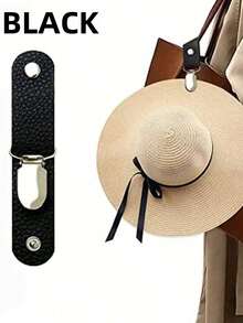 1 件多功能皮革帽夹，适合旅行和露营 - 可将帽子牢固地固定在包或手提箱上，绿色、黑色、棕色 - 彩色 - 查看 14