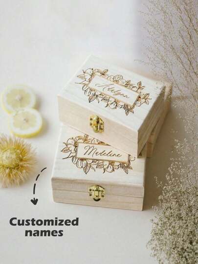 1pc Personalized Bridesmaid Gift Box Wooden Box Engraved Flower Girl Gift Multi-Functional Storage Keepsake Wedding Wooden Gift Memory Box Treasure Box Personalized Bridal Party Birthday Party Gift,Home With Accessible Solutions,Customized Organizers,Warm Ambience