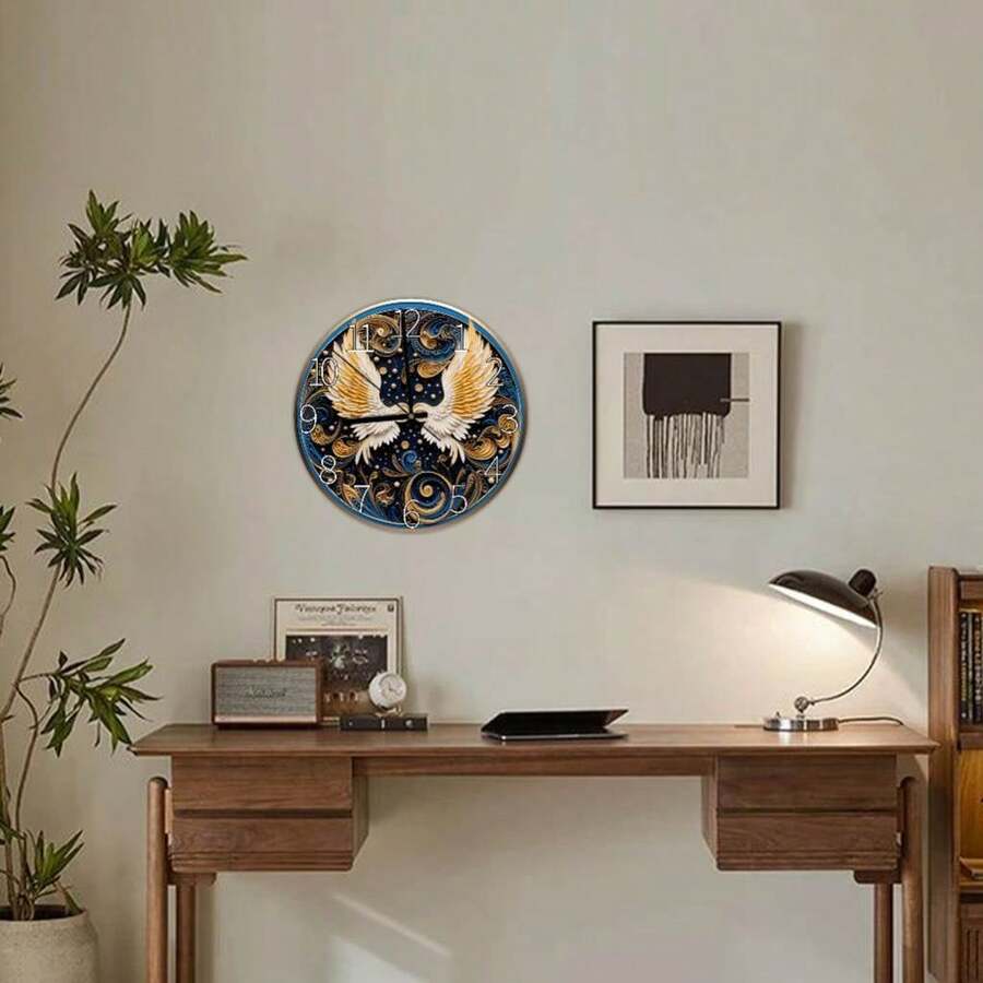 Ornate Round Golden Clock Face-Drative Clocks For Walls-Western Wall Dr-Study Room Wall Dr-Hospital Clock - Multicolor - View 1