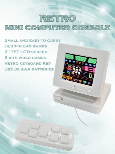 8-Bit 1.8-Inch Color Screen Handheld Game Console, Mini PC Gaming Device With 240 Built-In Classic Retro Games