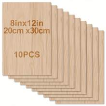 Set de 10 piezas/5 piezas de tableros en blanco para manualidades - 12 X 8 pulgadas - Grosor de 1,5 mm de madera contrachapada, superficie lisa - Tableros de madera rectangulares sin terminar para corte con láser, pirografía, modelos arquitectónicos, tinción