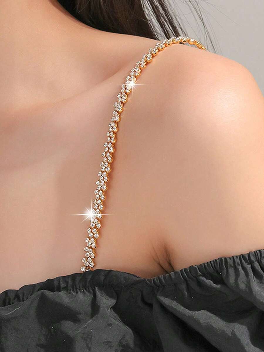 1pc Women Diamond Decorated Adjustable Strap Bra Chain Shoulder Harness Necklace Accessory For Rave - Multicolor - View 1