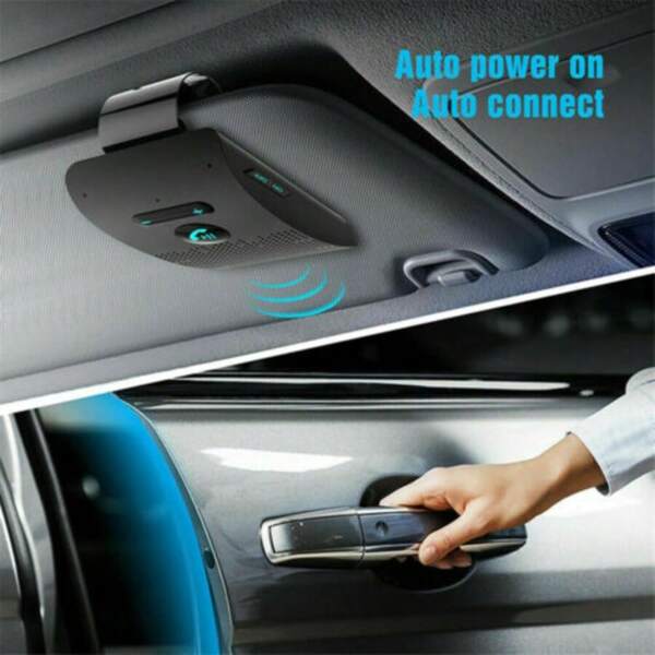 Drahtloser Auto-Bluetooth-Freisprechempfänger Car Kit Lautsprechertelefon Sonnenblende Clip Box Schwarz